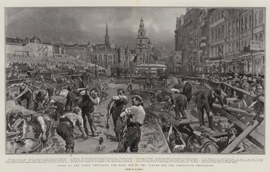Signs of the Times, Preparing the East End of the Strand for the Coronation Procession